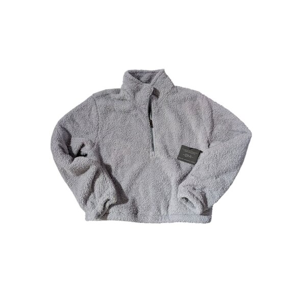 DYI Women's 1/2 Zip Fuzzy Fleece Sweater Chambray Grey Size Large - Picture 2 of 5